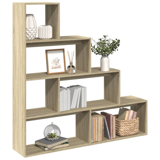 vidaXL Room Divider Bookcase 4-Tier Sonoma Oak 143,5x29x143,5 cm Engineered Wood