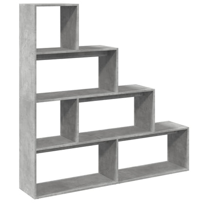 vidaXL Room Divider Bookcase 4-Tier Concrete Grey 143,5x29x143,5 cm Engineered Wood