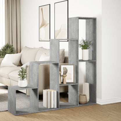 vidaXL Room Divider Bookcase 4-Tier Concrete Grey 143,5x29x143,5 cm Engineered Wood
