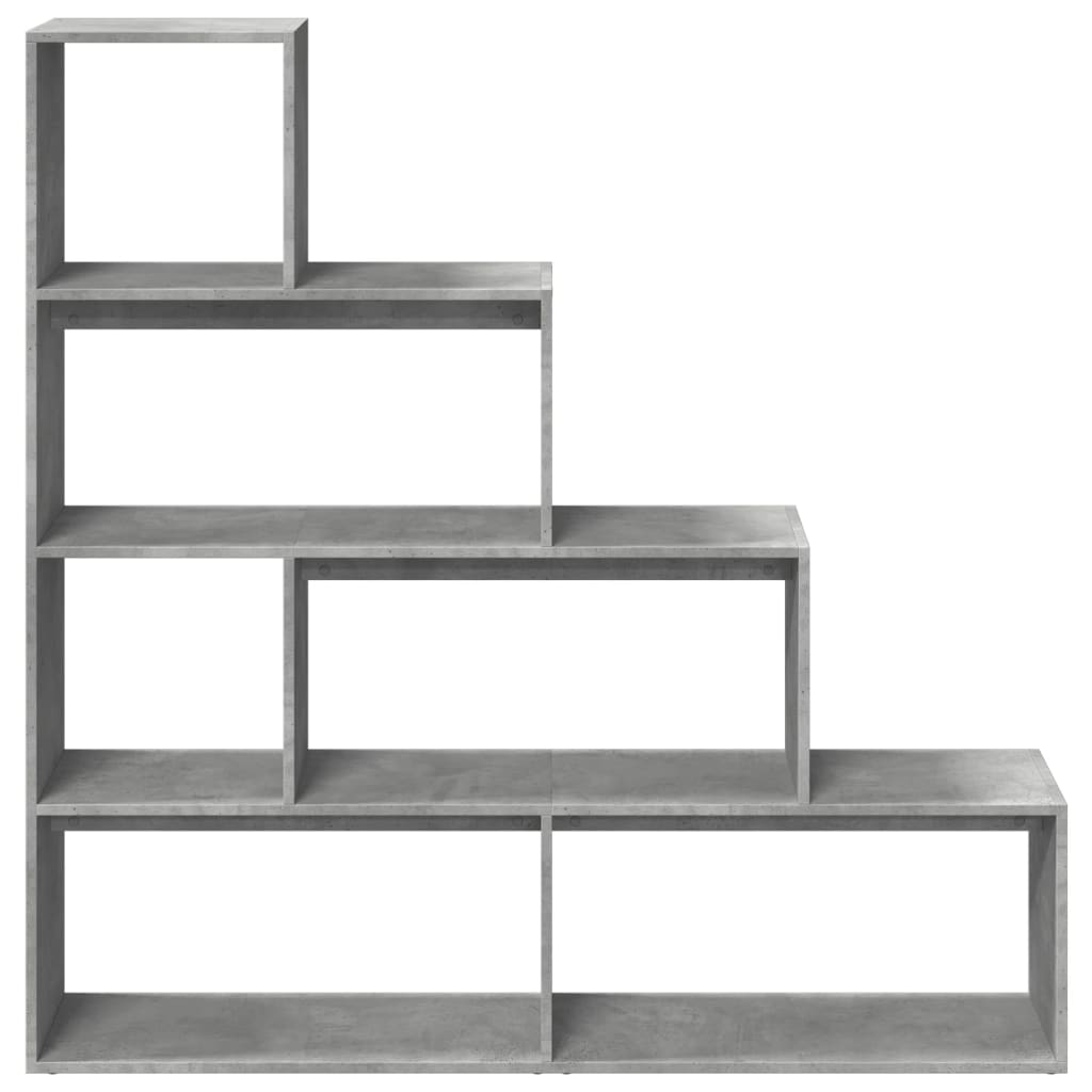 vidaXL Room Divider Bookcase 4-Tier Concrete Grey 143,5x29x143,5 cm Engineered Wood