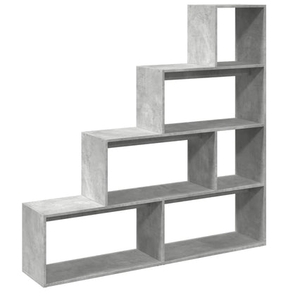 vidaXL Room Divider Bookcase 4-Tier Concrete Grey 143,5x29x143,5 cm Engineered Wood