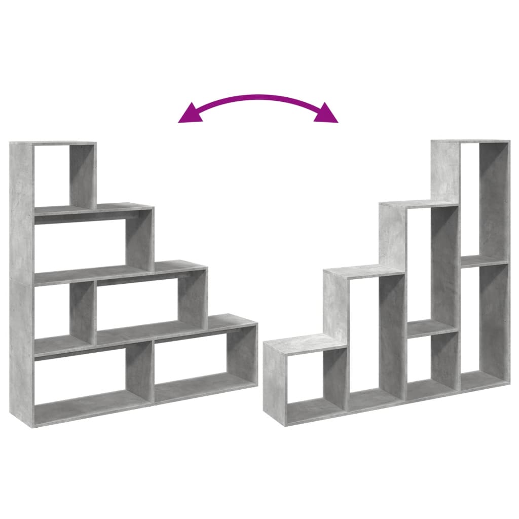 vidaXL Room Divider Bookcase 4-Tier Concrete Grey 143,5x29x143,5 cm Engineered Wood