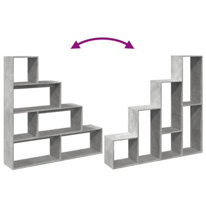 vidaXL Room Divider Bookcase 4-Tier Concrete Grey 143,5x29x143,5 cm Engineered Wood