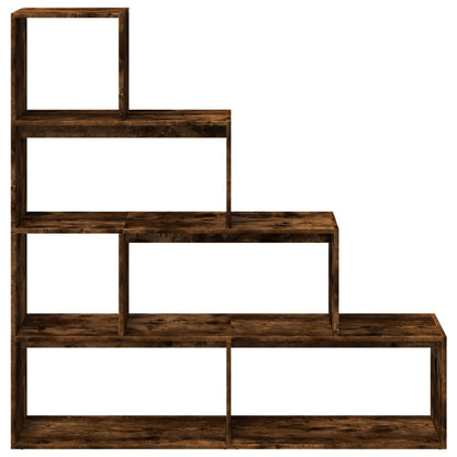 vidaXL Room Divider Bookcase 4-Tier Smoked Oak 143,5x29x143,5 cm Engineered Wood
