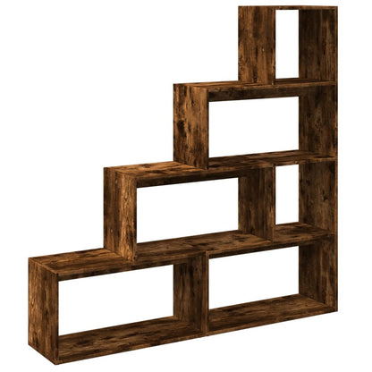vidaXL Room Divider Bookcase 4-Tier Smoked Oak 143,5x29x143,5 cm Engineered Wood