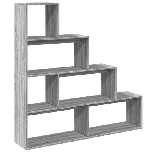 vidaXL Room Divider Bookcase 4-Tier Grey Sonoma 143,5x29x143,5 cm Engineered Wood