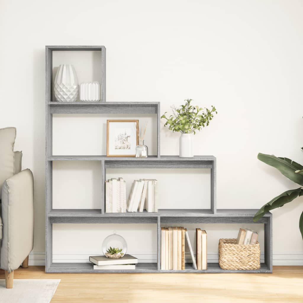 vidaXL Room Divider Bookcase 4-Tier Grey Sonoma 143,5x29x143,5 cm Engineered Wood