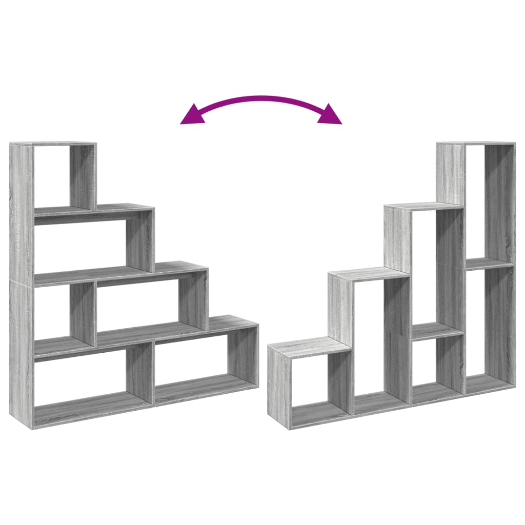 vidaXL Room Divider Bookcase 4-Tier Grey Sonoma 143,5x29x143,5 cm Engineered Wood