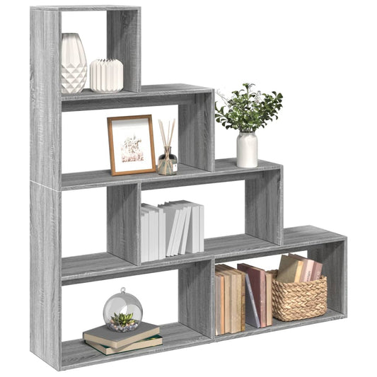 vidaXL Room Divider Bookcase 4-Tier Grey Sonoma 143,5x29x143,5 cm Engineered Wood