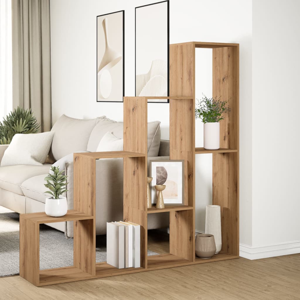 vidaXL Room Divider Bookcase 4-Tier Artisan Oak 143,5x29x143,5 cm Engineered Wood