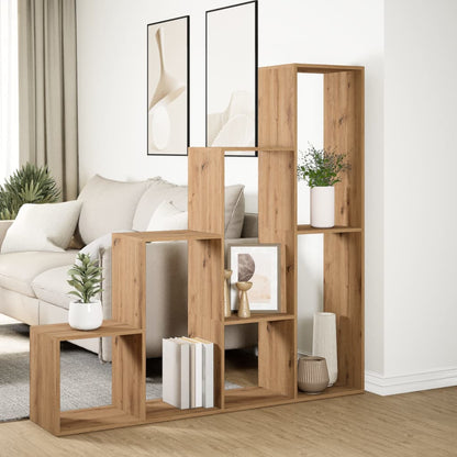 vidaXL Room Divider Bookcase 4-Tier Artisan Oak 143,5x29x143,5 cm Engineered Wood