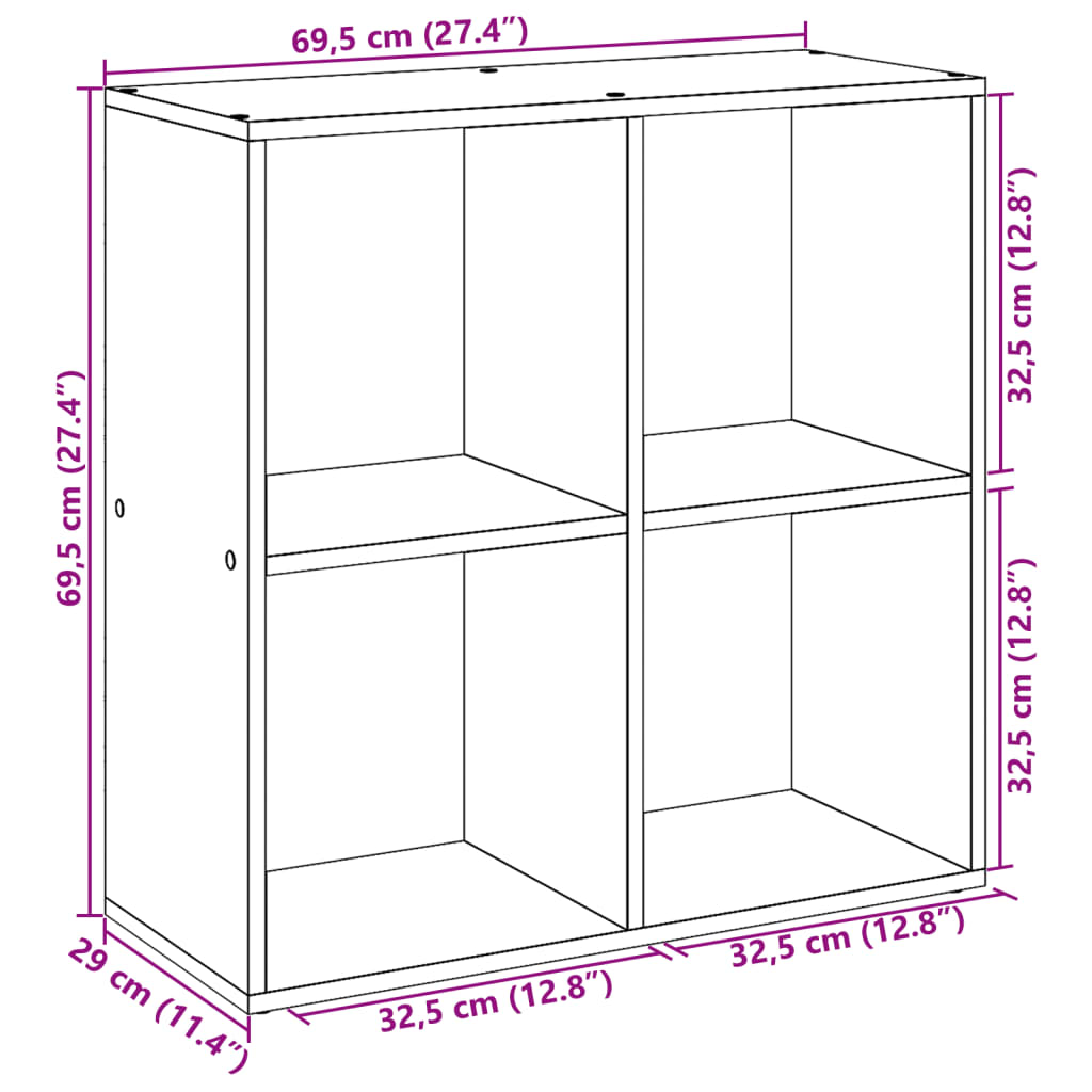 vidaXL Room Divider Bookcase Sonoma Oak 69,5x29x69,5 cm Engineered Wood
