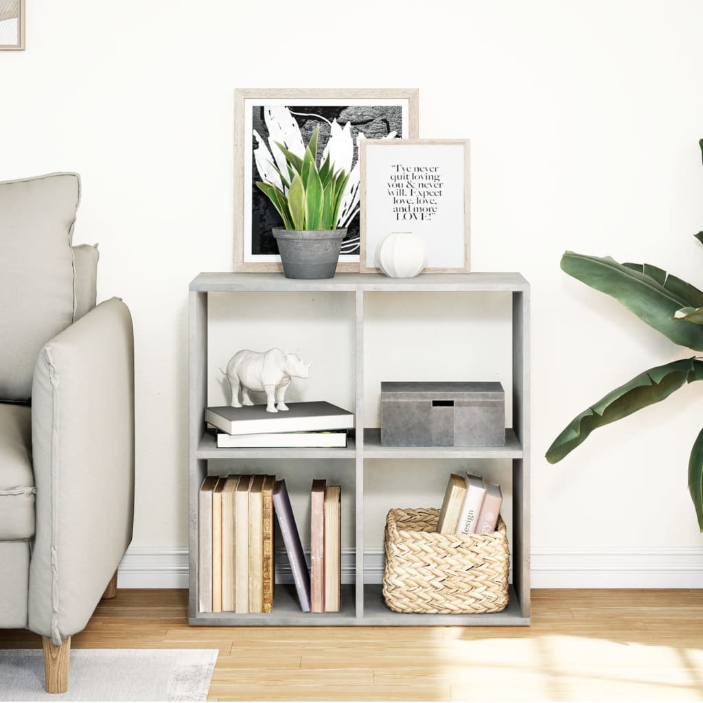 vidaXL Room Divider Bookcase Concrete Grey 69,5x29x69,5 cm Engineered Wood