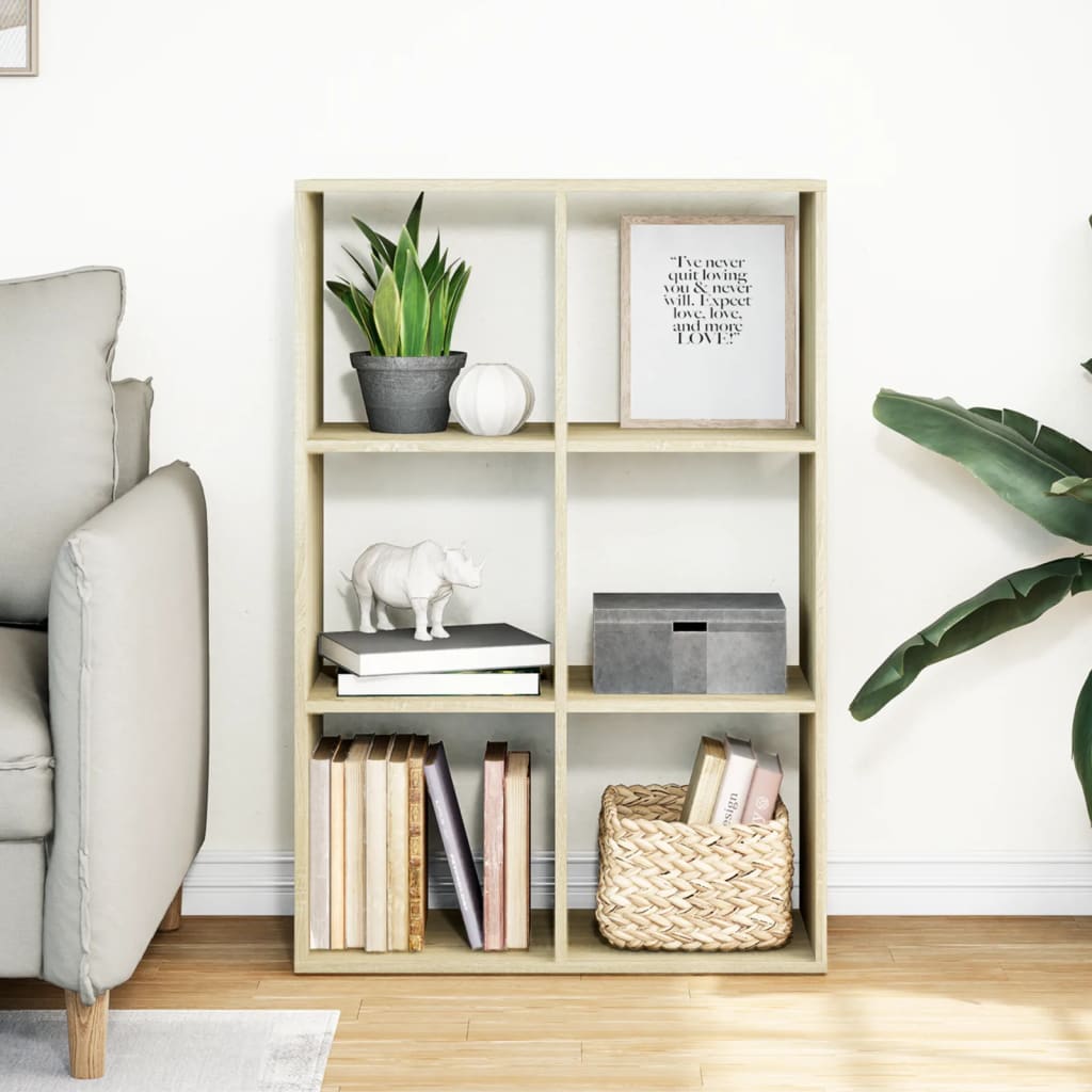 vidaXL Room Divider Bookcase Sonoma Oak 69,5x29x103,5 cm Engineered Wood