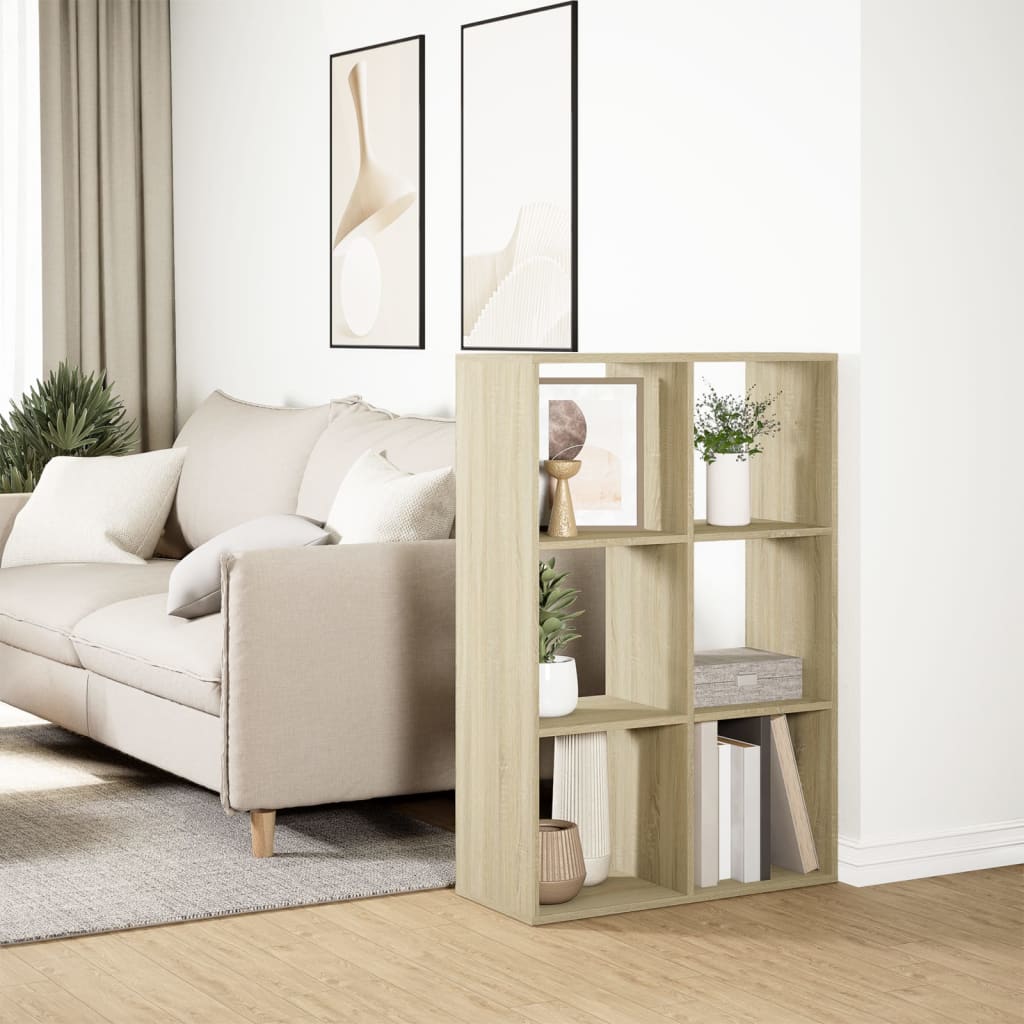 vidaXL Room Divider Bookcase Sonoma Oak 69,5x29x103,5 cm Engineered Wood