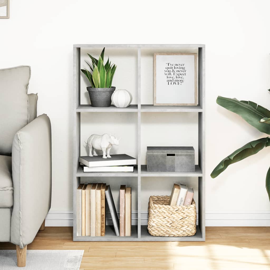 vidaXL Room Divider Bookcase Concrete Grey 69,5x29x103,5 cm Engineered Wood
