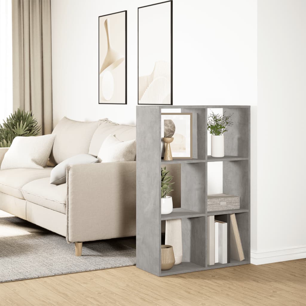 vidaXL Room Divider Bookcase Concrete Grey 69,5x29x103,5 cm Engineered Wood