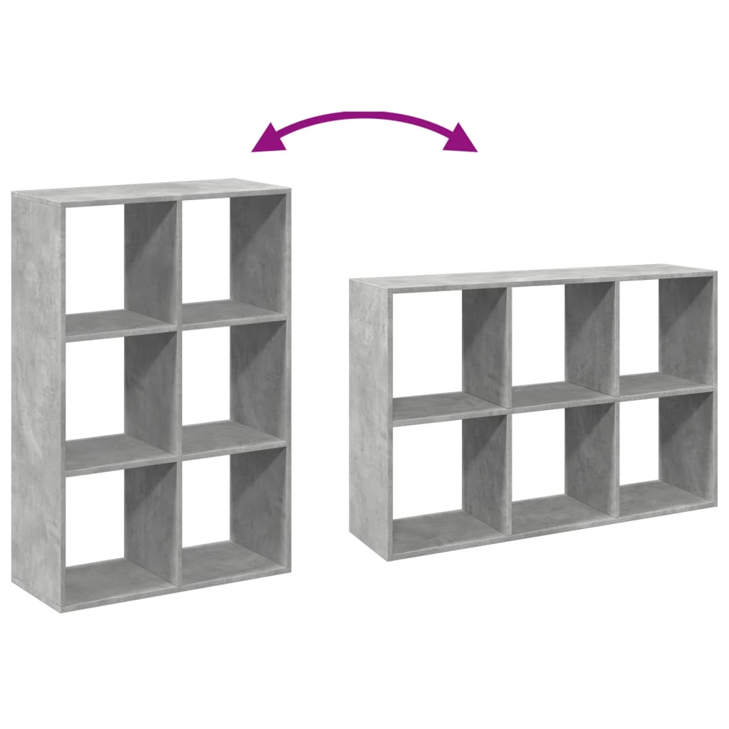 vidaXL Room Divider Bookcase Concrete Grey 69,5x29x103,5 cm Engineered Wood