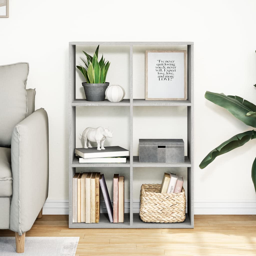 vidaXL Room Divider Bookcase Grey Sonoma 69,5x29x103,5 cm Engineered Wood
