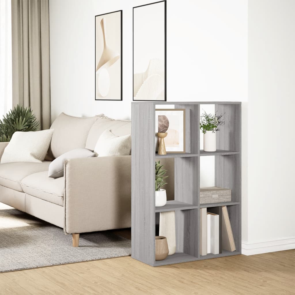 vidaXL Room Divider Bookcase Grey Sonoma 69,5x29x103,5 cm Engineered Wood