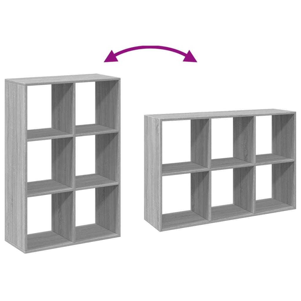 vidaXL Room Divider Bookcase Grey Sonoma 69,5x29x103,5 cm Engineered Wood