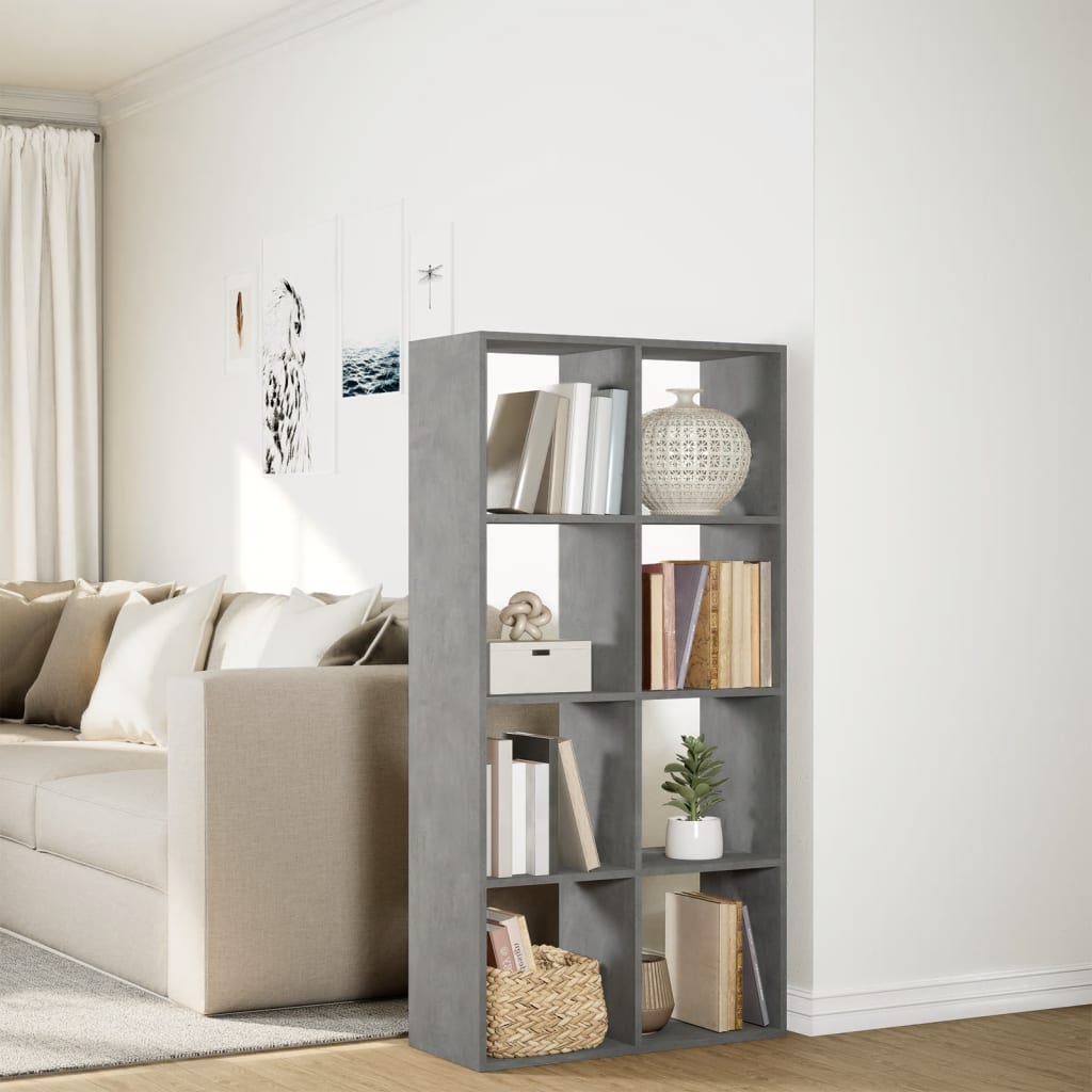 vidaXL Room Divider Bookcase Concrete Grey 69,5x29x137,5 cm Engineered Wood