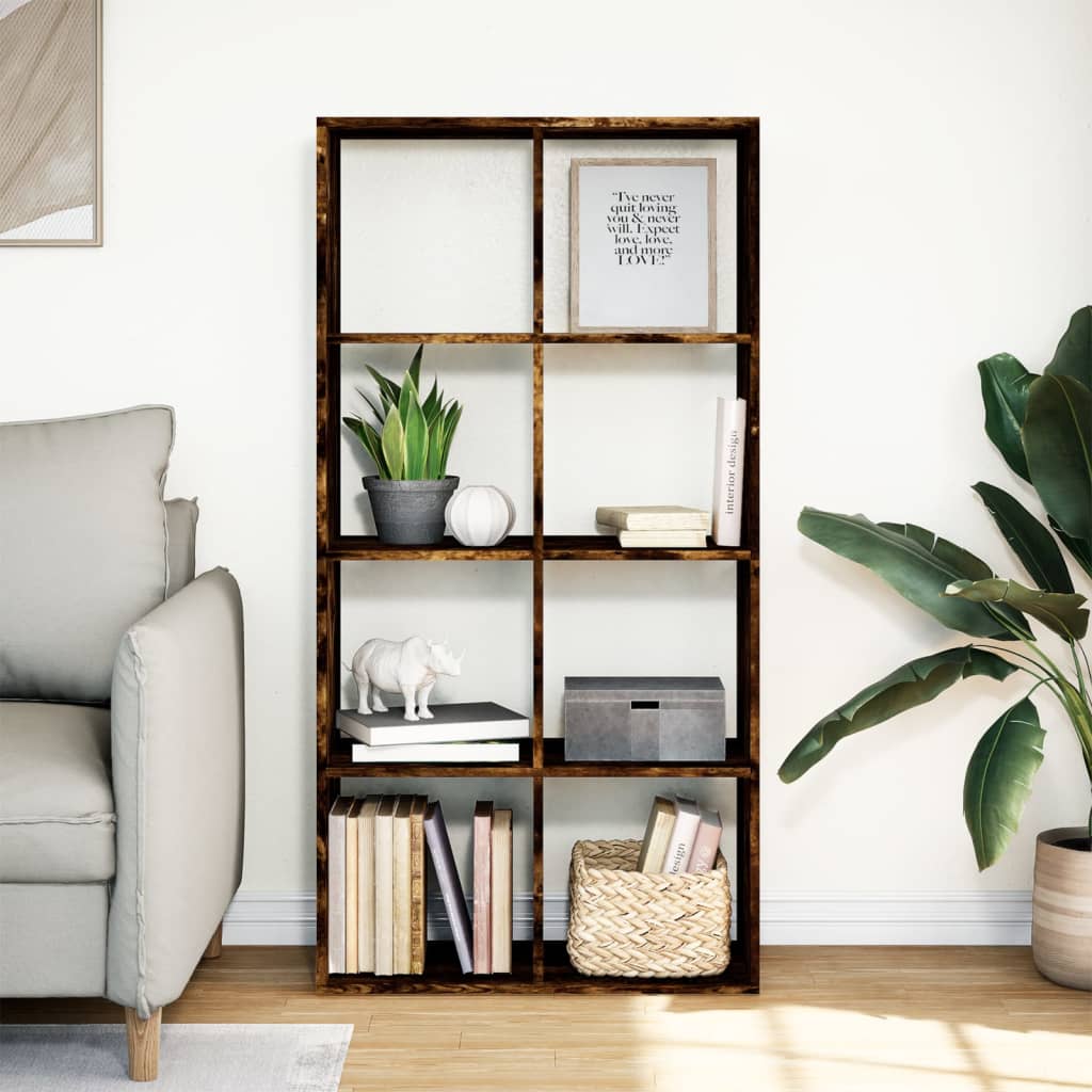 vidaXL Room Divider Bookcase Smoked Oak 69,5x29x137,5 cm Engineered Wood