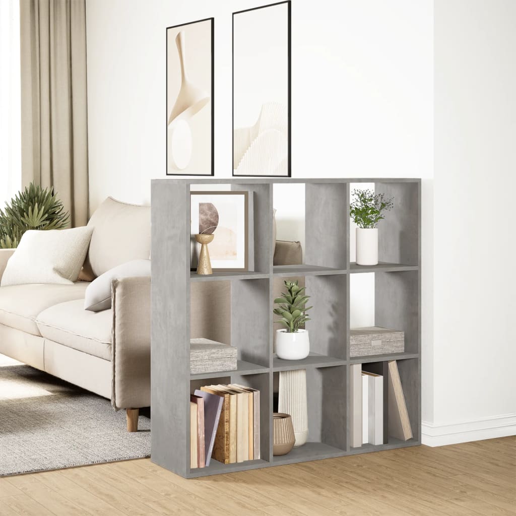 vidaXL Room Divider Bookcase Concrete Grey 102x29x103.5 cm Engineered Wood