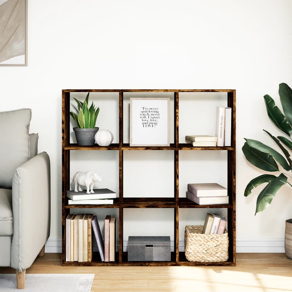 vidaXL Room Divider Bookcase Smoked Oak 102x29x103.5cm Engineered Wood