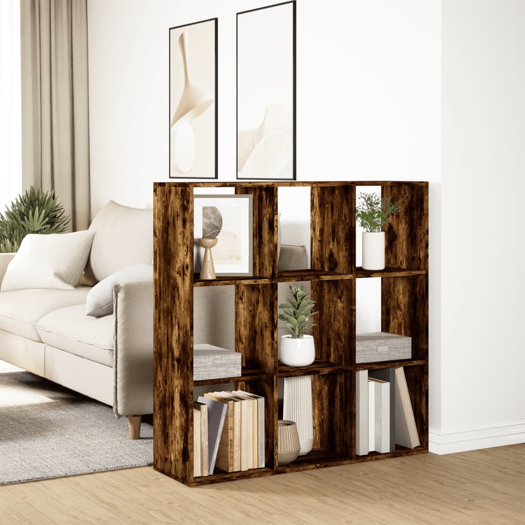 vidaXL Room Divider Bookcase Smoked Oak 102x29x103.5cm Engineered Wood