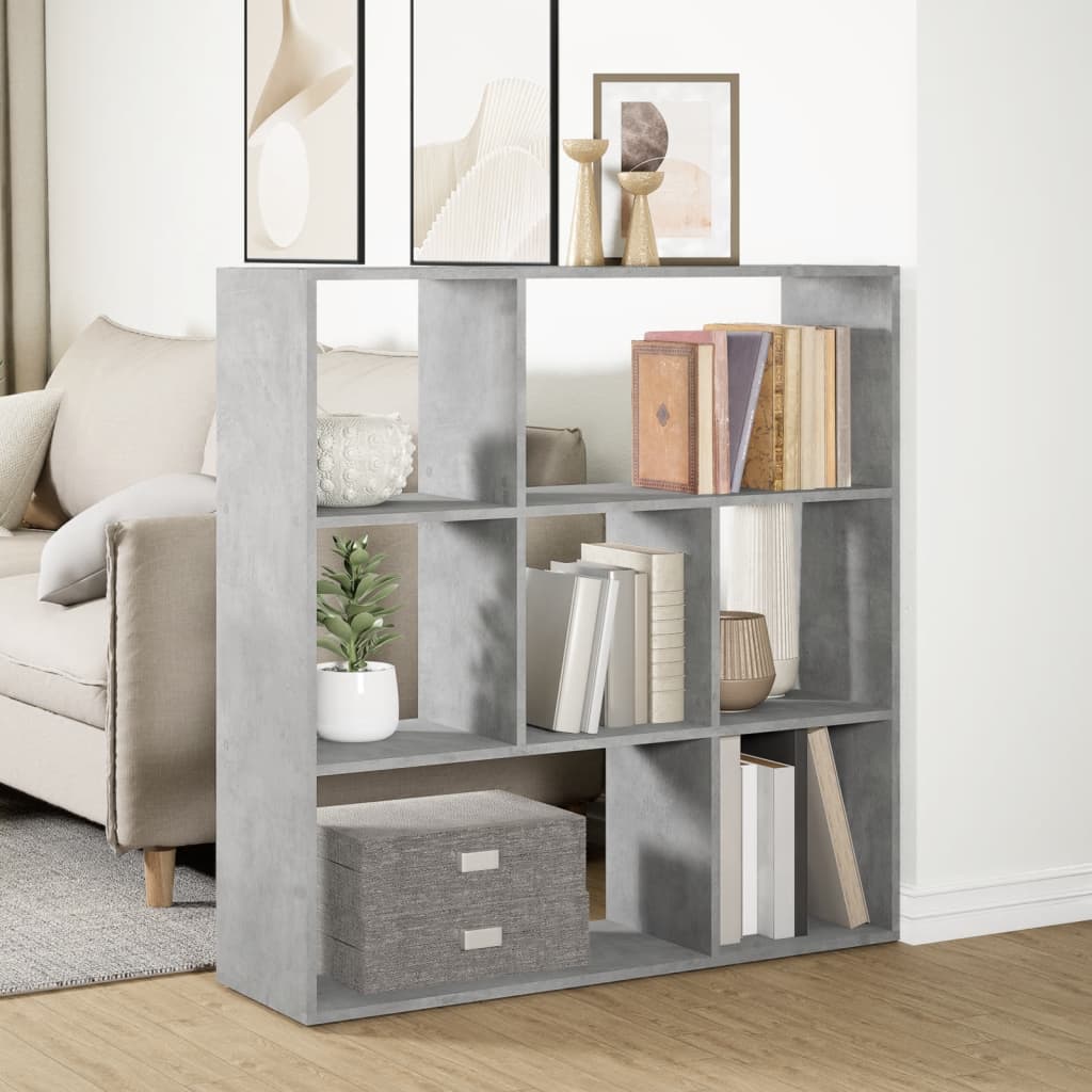 vidaXL Room Divider Bookcase Concrete Grey 102x29x103,5 cm Engineered Wood