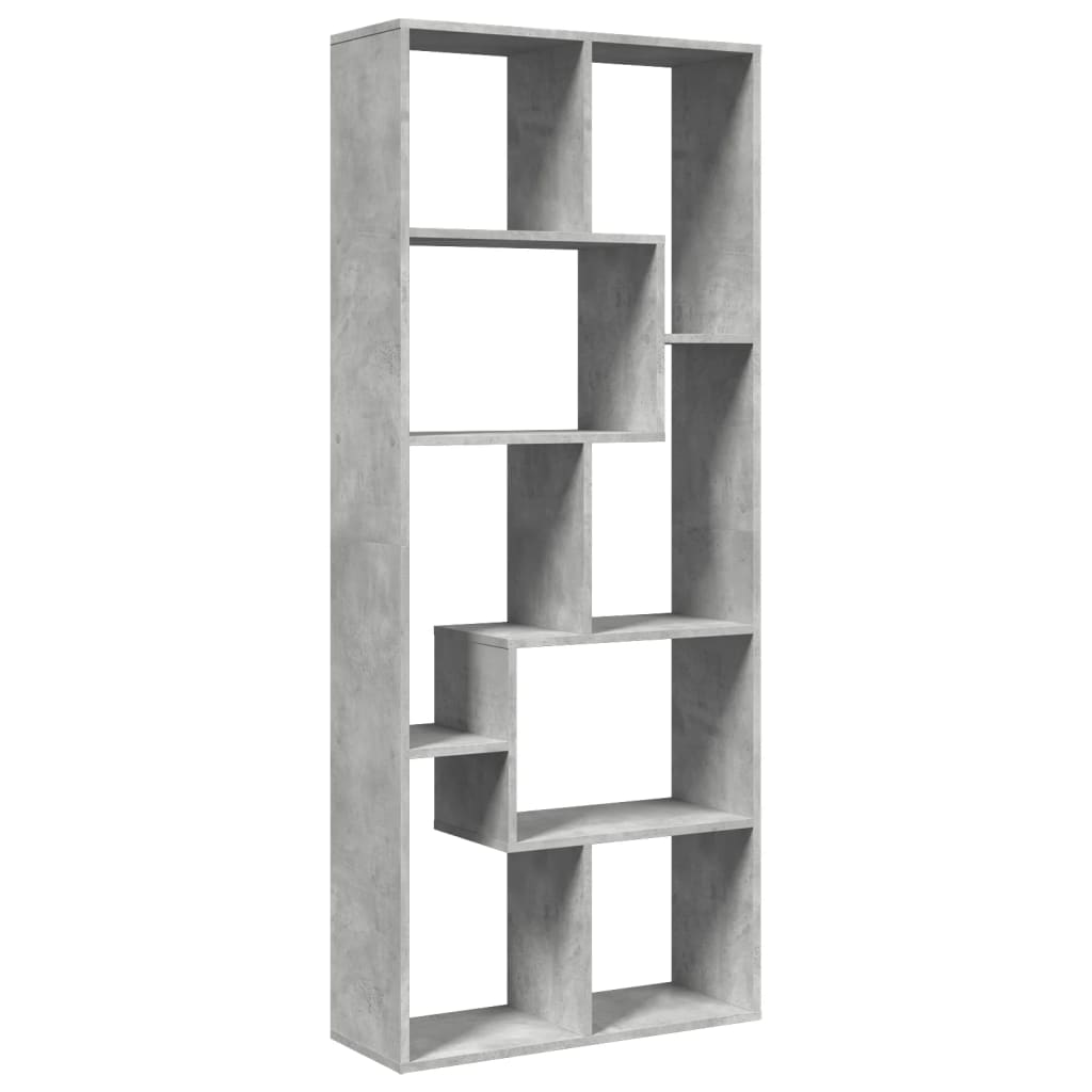 vidaXL Room Divider Bookcase Concrete Grey 67x25x161.5 cm Engineered Wood