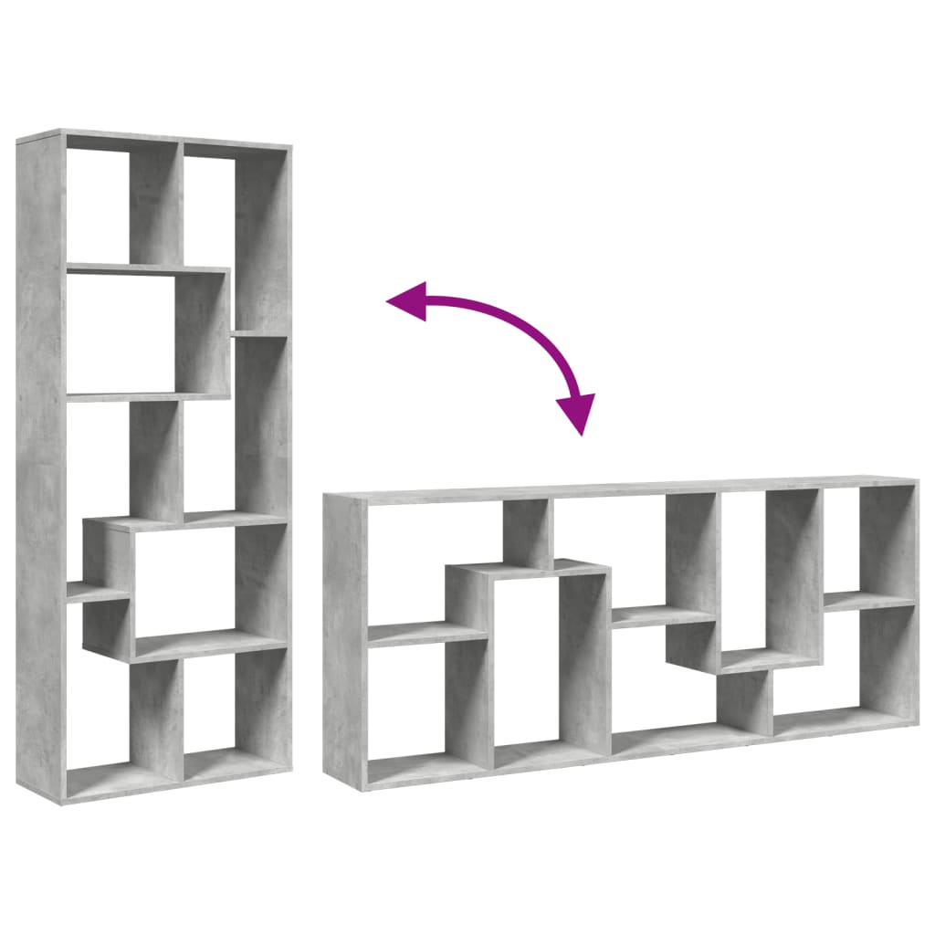 vidaXL Room Divider Bookcase Concrete Grey 67x25x161.5 cm