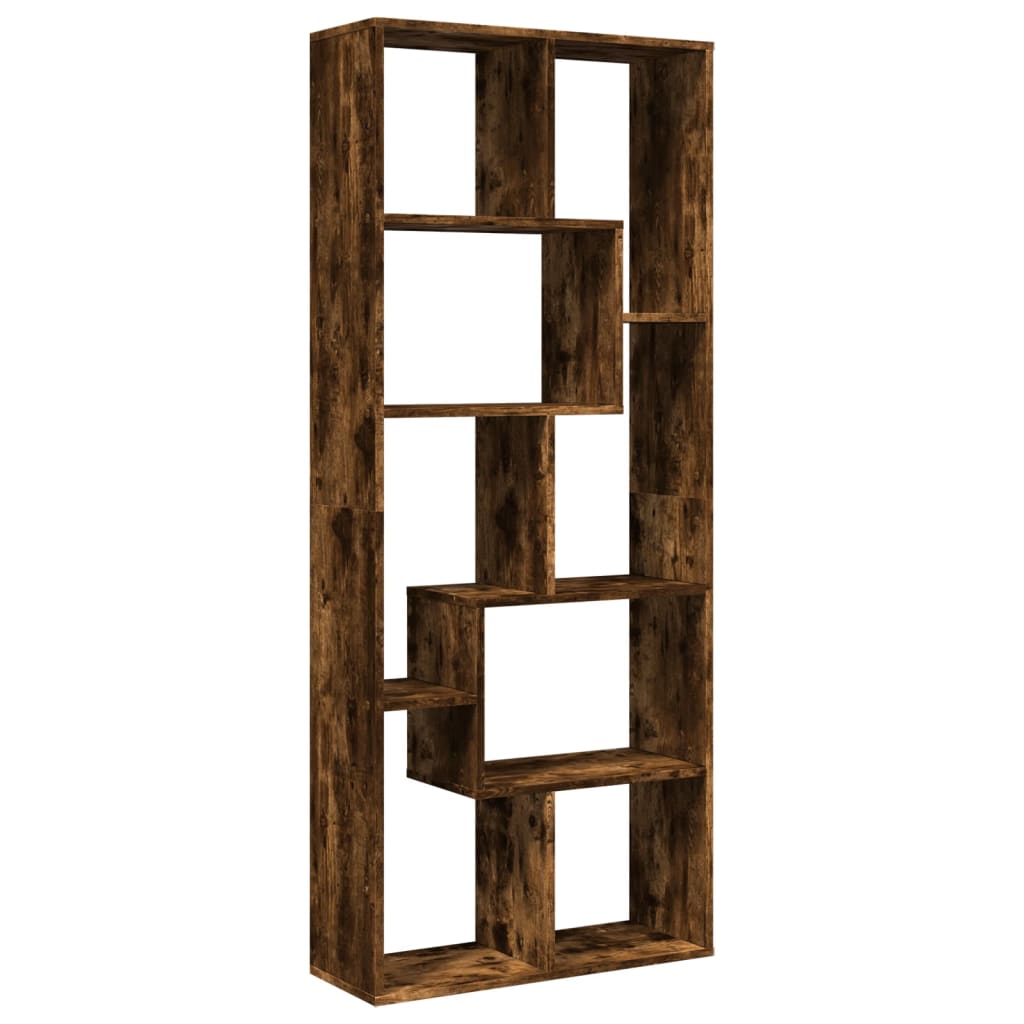 vidaXL Room Divider Bookcase Smoked Oak 67x25x161,5 cm Engineered Wood