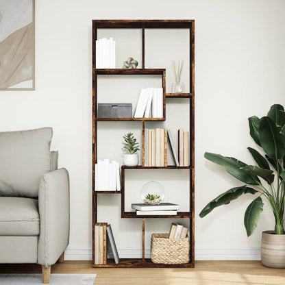 vidaXL Room Divider Bookcase Smoked Oak 67x25x161,5 cm Engineered Wood