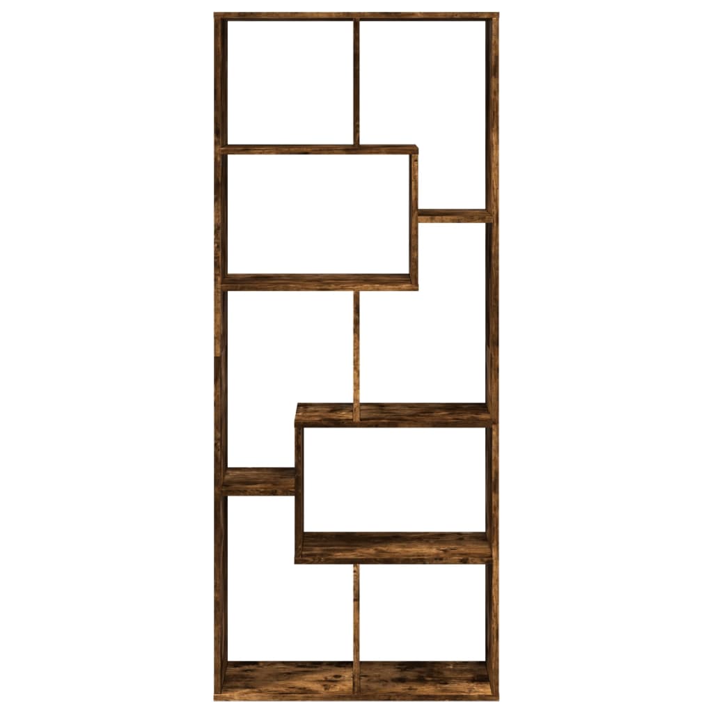 vidaXL Room Divider Bookcase Smoked Oak 67x25x161.5 cm Engineered Wood