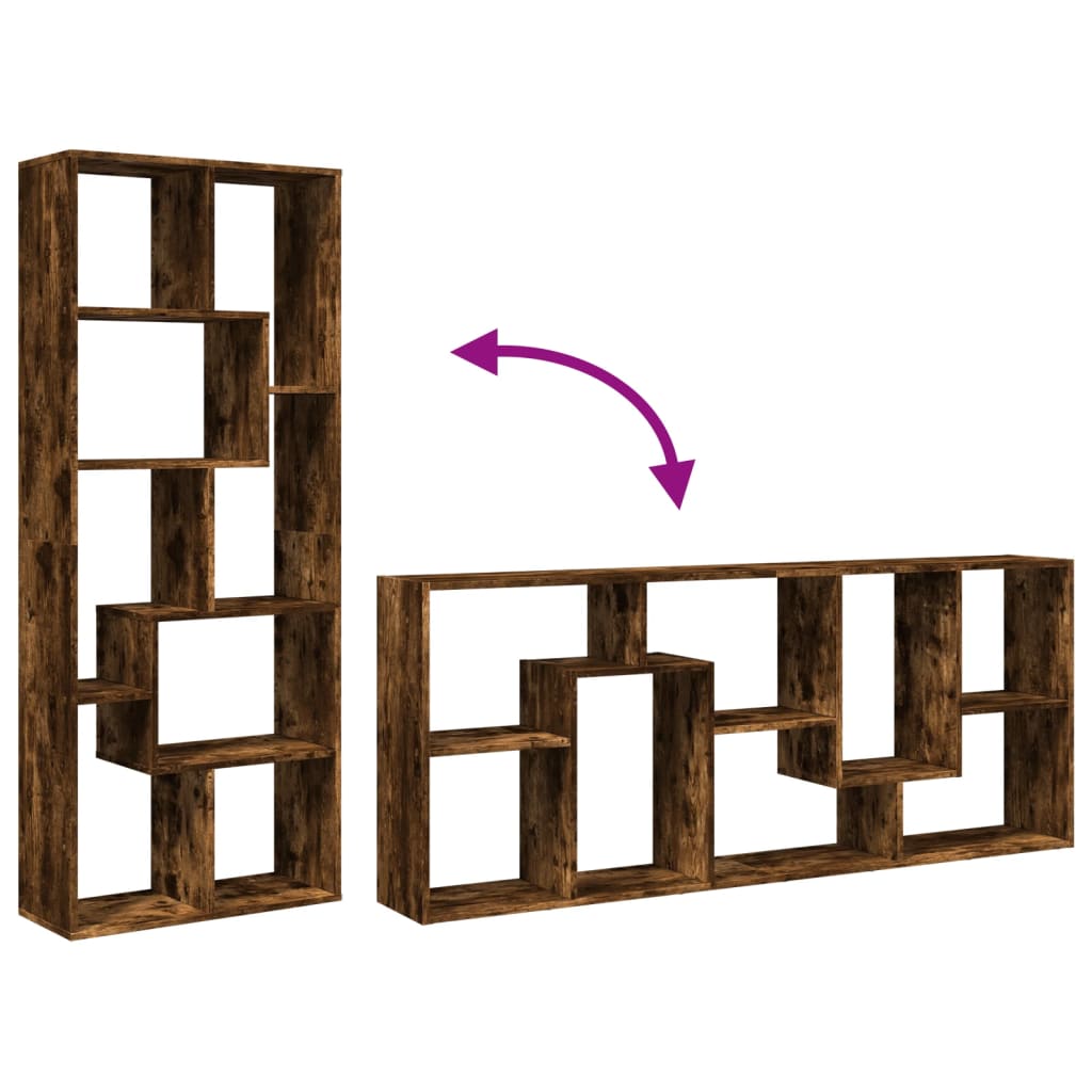 vidaXL Room Divider Bookcase Smoked Oak 67x25x161,5 cm Engineered Wood