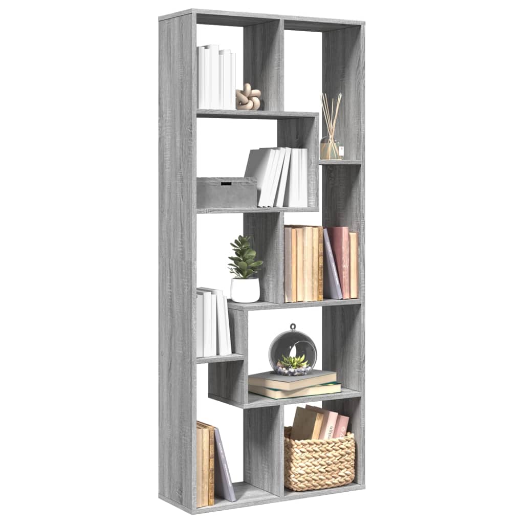 vidaXL Room Divider Bookcase Grey Sonoma 67x25x161.5cm Engineered Wood
