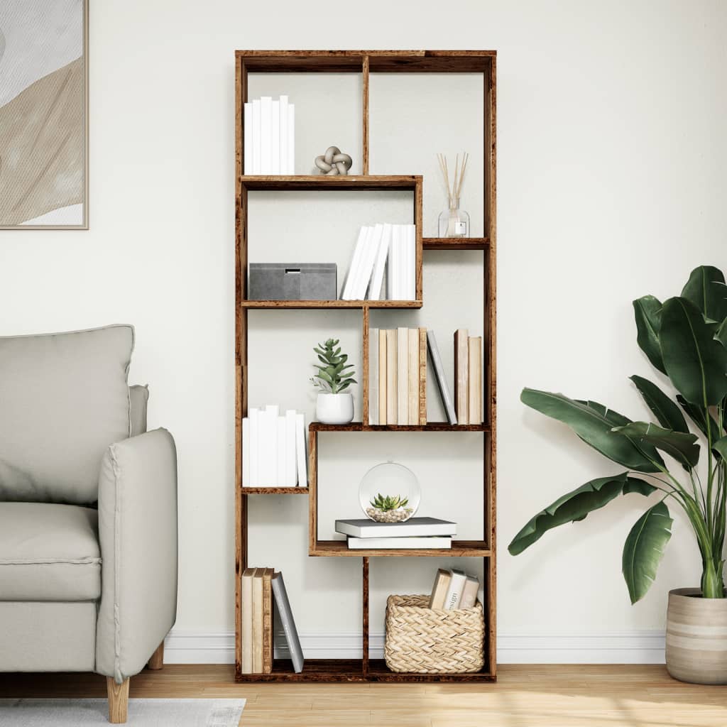 vidaXL Room Divider Bookcase Old Wood 67x25x161.5 cm Engineered Wood