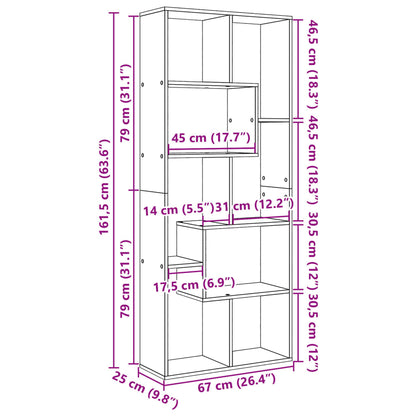vidaXL Room Divider Bookcase Old Wood 67x25x161.5 cm Engineered Wood