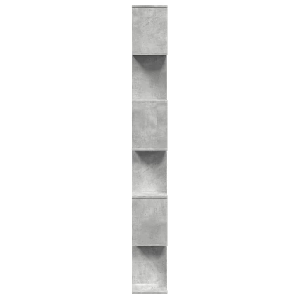 vidaXL Room Divider Bookcase 6-Tier Concrete Grey 70x24x193 cm Engineered Wood