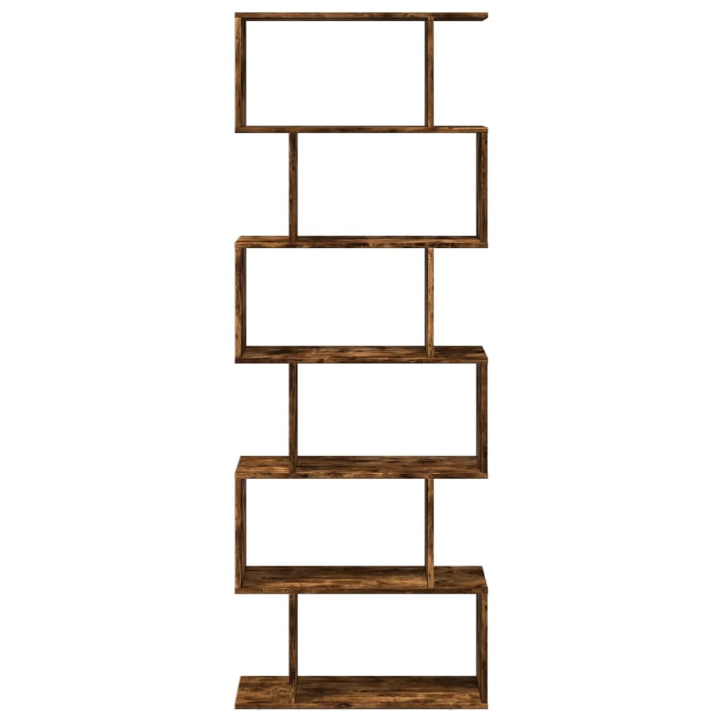 vidaXL Room Divider Bookcase 6-Tier Smoked Oak 70x24x193 cm Engineered Wood