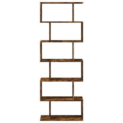 vidaXL Room Divider Bookcase 6-Tier Smoked Oak 70x24x193 cm Engineered Wood