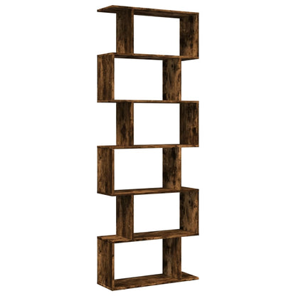 vidaXL Room Divider Bookcase 6-Tier Smoked Oak 70x24x193 cm Engineered Wood