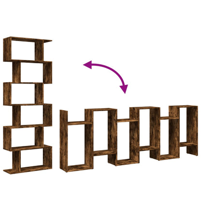 vidaXL Room Divider Bookcase 6-Tier Smoked Oak 70x24x193 cm Engineered Wood