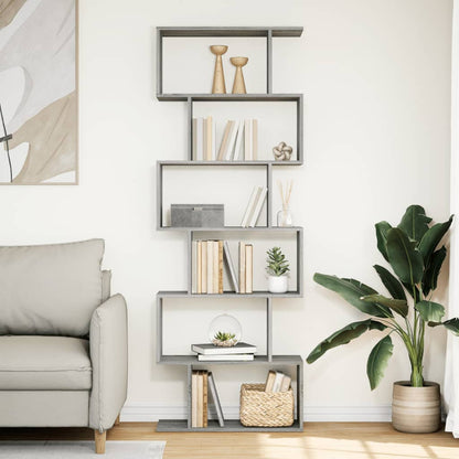 vidaXL Room Divider Bookcase 6-Tier Grey Sonoma 70x24x193 cm Engineered Wood