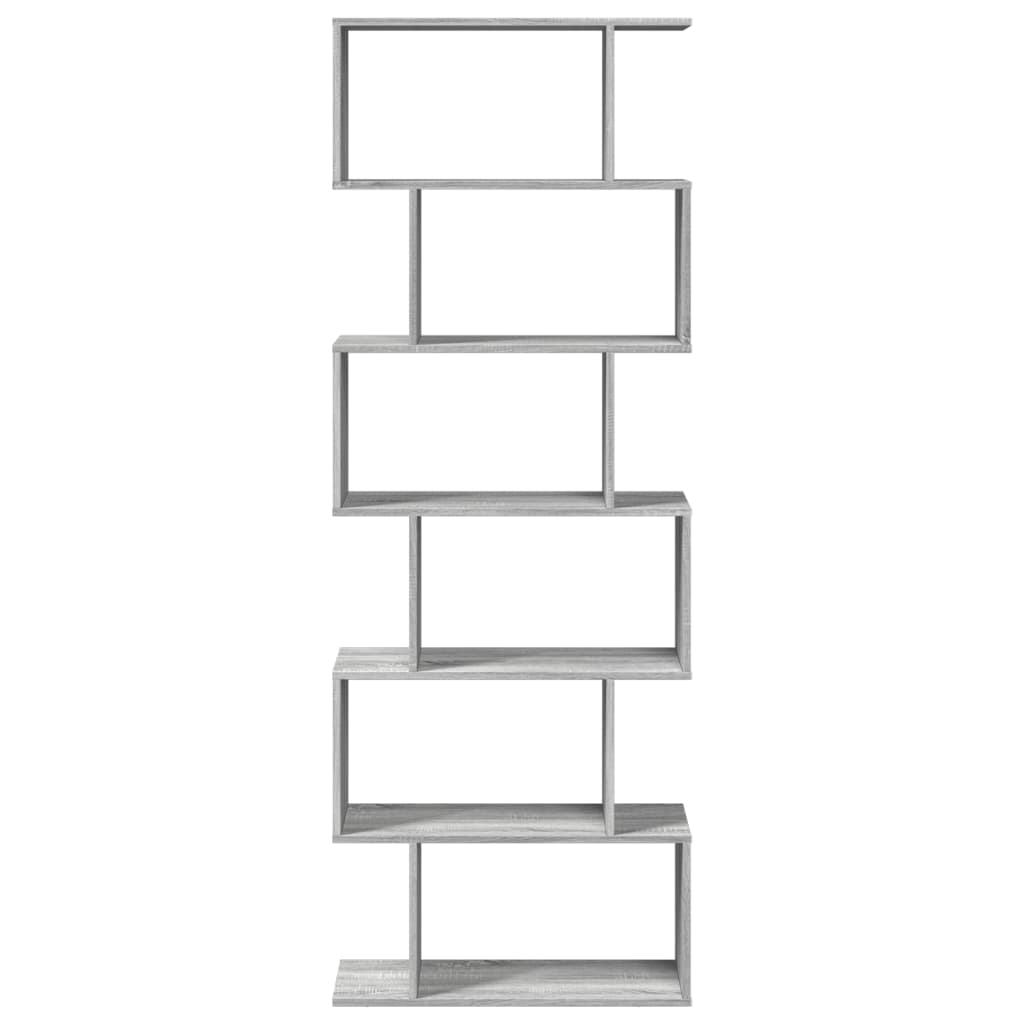 vidaXL Room Divider Bookcase 6-Tier Grey Sonoma 70x24x193 cm Engineered Wood