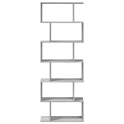 vidaXL Room Divider Bookcase 6-Tier Grey Sonoma 70x24x193 cm Engineered Wood