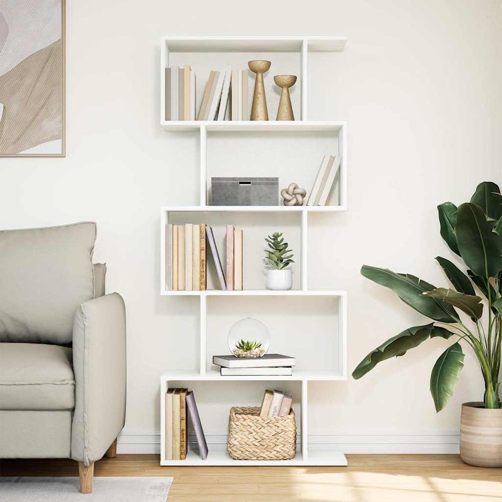 vidaXL Room Divider Bookcase 5-Tier White 70x24x161 cm Engineered Wood