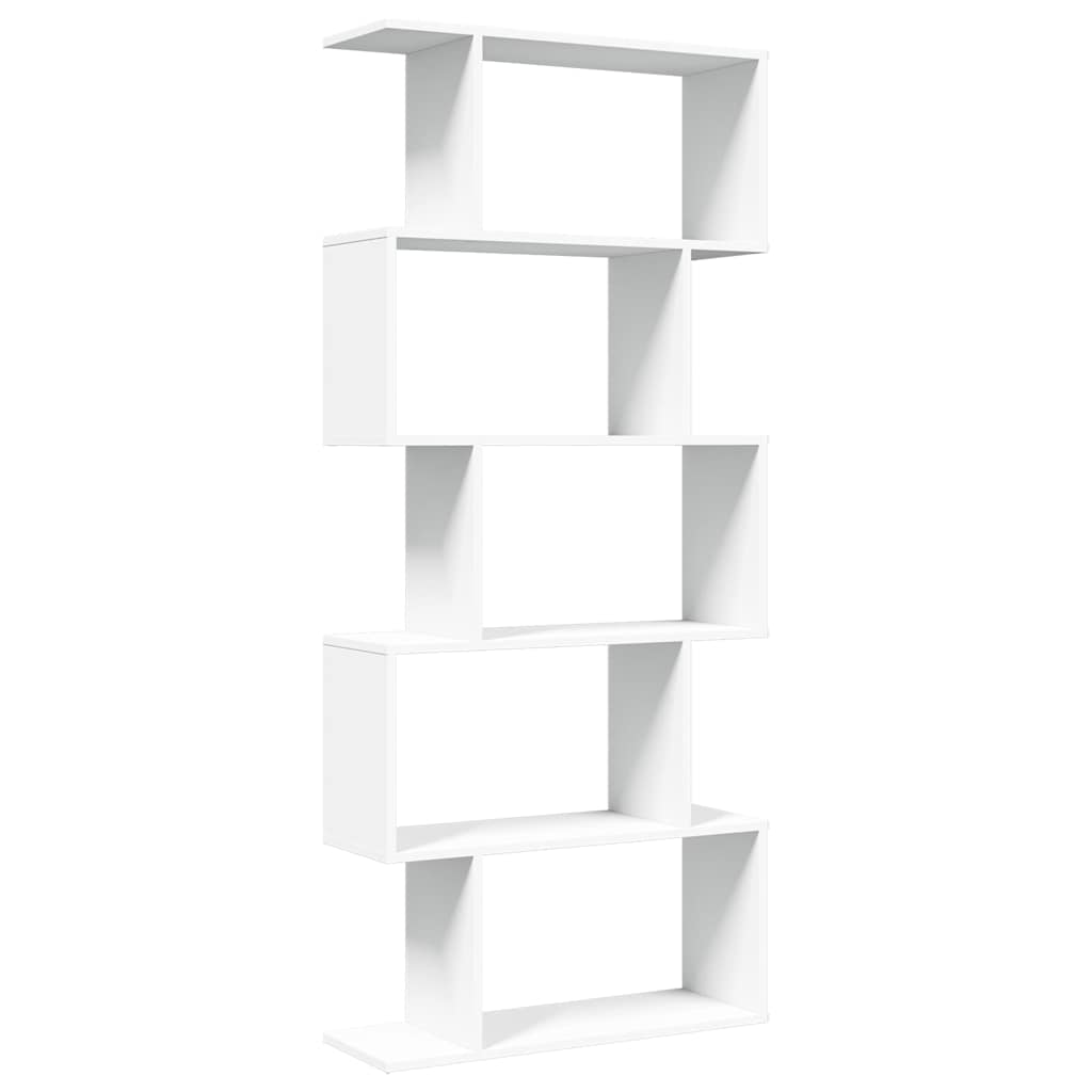 vidaXL Room Divider Bookcase 5-Tier White 70x24x161 cm Engineered Wood